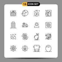 ensemble de 16 symboles d'icônes d'interface utilisateur modernes signes de connaissance un diagramme test puissance éléments de conception vectoriels modifiables vecteur