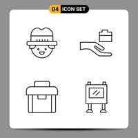 4 symboles de contour du pack d'icônes noires signes pour des conceptions réactives sur fond blanc 4 icônes définies fond de vecteur d'icône noire créative