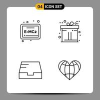 4 symboles de contour du pack d'icônes noires signes pour des conceptions réactives sur fond blanc 4 icônes définies fond de vecteur d'icône noire créative