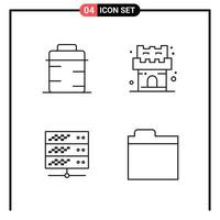ensemble de 4 icônes de style de ligne pour le web et les symboles de contour mobiles pour les signes d'icône de ligne d'impression isolés sur fond blanc 4 jeu d'icônes fond de vecteur d'icône noire créative
