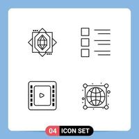 concept de 4 lignes pour les sites Web mobiles et les applications de base du menu de la liste de contrôle du cinéma éléments de conception vectoriels modifiables de la terre vecteur