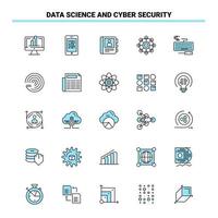 25 science des données et cybersécurité jeu d'icônes noir et bleu conception d'icônes créatives et modèle de logo icône noire créative fond vectoriel