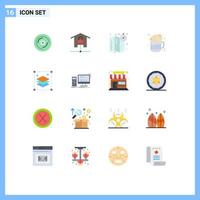 ensemble de 16 symboles d'icônes d'interface utilisateur modernes signes pour les couches de conception nourriture verrouillé carte de restauration rapide pack modifiable d'éléments de conception de vecteur créatif