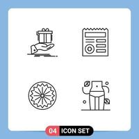 ensemble de 4 symboles d'icônes d'interface utilisateur modernes signes pour cadeau idée indienne signe de document éléments de conception vectoriels modifiables vecteur