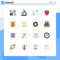 16 concept de couleur plate pour les sites Web mobiles et les applications alerte sécurité porte bouclier personne pack modifiable d'éléments de conception de vecteur créatif