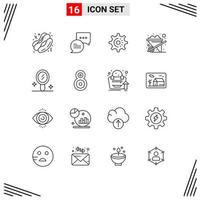 pack d'icônes vectorielles stock de 16 signes et symboles de ligne pour fleur huit réglage miroir brouette éléments de conception vectoriels modifiables vecteur