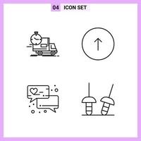 4 icônes dans les symboles de contour de style de ligne sur fond blanc signes vectoriels créatifs pour le web mobile et imprimer fond vectoriel d'icône noire créative
