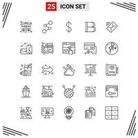 25 symboles de contour créatifs basés sur une grille de style de ligne d'icônes pour la conception de sites Web signes d'icône de ligne simple isolés sur fond blanc 25 jeu d'icônes fond de vecteur d'icône noire créative