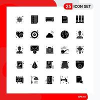 25 pack de glyphes solides de l'interface utilisateur de signes et symboles modernes de rapport financier papier graphique document éléments de conception vectoriels modifiables vecteur