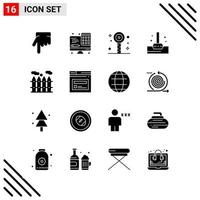 pixle ensemble parfait de 16 icônes solides jeu d'icônes de glyphe pour la conception de sites Web et l'interface d'applications mobiles fond vectoriel d'icône noire créative