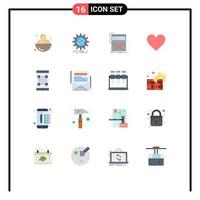 ensemble de pictogrammes de 16 couleurs plates simples d'interface de code marketing site Web instagram pack modifiable d'éléments de conception de vecteur créatif