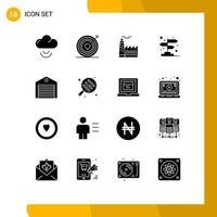 16 concept de glyphe solide pour les sites Web mobiles et les applications commande livraison usine pointeur directions éléments de conception vectoriels modifiables vecteur