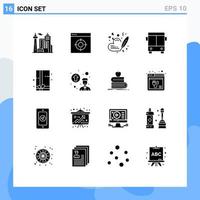 ensemble de 16 symboles d'icônes d'interface utilisateur modernes signes pour le présent véhicule coeur transport automobile éléments de conception vectoriels modifiables vecteur