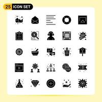 25 icônes créatives pour la conception de sites Web modernes et des applications mobiles réactives 25 signes de symboles de glyphe sur fond blanc 25 pack d'icônes fond de vecteur d'icône noire créative
