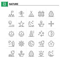 25 nature icon set vector background