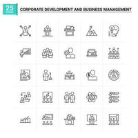 25 développement d'entreprise et gestion d'entreprise icon set vector background
