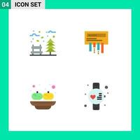 4 concept d'icône plate pour les sites Web mobiles et les applications automne alimentaire arbre routeur inde éléments de conception vectoriels modifiables vecteur