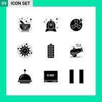 pack de 9 signes et symboles de glyphes solides modernes pour les supports d'impression Web tels que le traitement de projet gestion de la mode éléments de conception vectoriels modifiables en usine vecteur