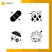 4 jeu d'icônes de style solide pack d'icônes symboles de glyphes isolés sur fond blanc pour la conception de site Web réactif fond de vecteur d'icône noire créative
