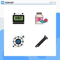 pack d'icônes vectorielles stock de 4 signes et symboles de ligne pour les éléments de conception vectoriels modifiables du réseau de capsules scolaires de connexion abc vecteur