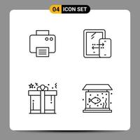 4 symboles de contour du pack d'icônes noires signes pour des conceptions réactives sur fond blanc 4 icônes définies fond de vecteur d'icône noire créative