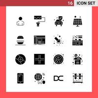 pack de 16 symboles de glyphe de style solide sur fond blanc signes simples pour la conception générale fond de vecteur d'icône noire créative
