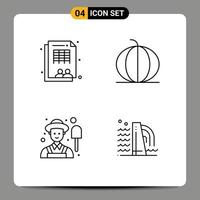 pack de 4 signes et symboles modernes de couleurs plates remplies pour les supports d'impression Web tels que les éléments de conception vectoriels modifiables de la main-d'œuvre de l'agriculteur salarié vecteur
