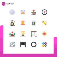 16 interface utilisateur pack de couleurs plates de signes et symboles modernes de sponsor marketing cartes de revenu de bain pack modifiable d'éléments de conception de vecteur créatif