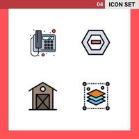 ensemble de 4 symboles d'icônes d'interface utilisateur modernes signes pour l'appareil de grange d'appel moins les éléments de conception vectoriels modifiables de la maison vecteur