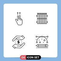groupe de 4 couleurs plates remplies signes et symboles pour les doigts dollar radiateur argent chaud éléments de conception vectoriels modifiables vecteur
