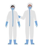 médecins avec des lunettes de protection et des masques vecteur