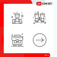 ensemble créatif de 4 icônes de contour universel isolé sur fond blanc fond de vecteur icône noire créative