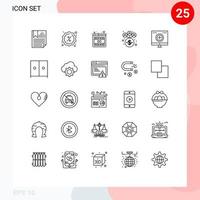 ensemble de 25 packs de lignes commerciales pour la gestion des achats sur le réseau informatique éléments de conception vectoriels modifiables en ligne vecteur