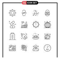 ensemble de 16 icônes de style de ligne pour le web et les symboles de contour mobiles pour les signes d'icône de ligne d'impression isolés sur fond blanc 16 jeu d'icônes fond de vecteur d'icône noire créative