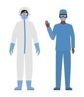 médecins avec des lunettes de protection et des masques vecteur