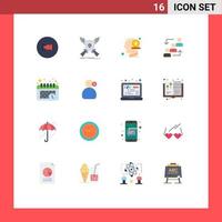 16 icônes créatives signes et symboles modernes de la carrière des employés bouclier argent humain pack modifiable d'éléments de conception de vecteur créatif