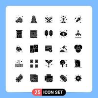 25 pack de glyphes solides d'interface utilisateur de signes et symboles modernes d'éléments de conception vectoriels modifiables pour l'employé du coran vecteur