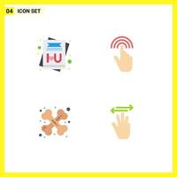 ensemble de 4 symboles d'icônes d'interface utilisateur modernes signes pour carte santé doigt interface traumatologie éléments de conception vectoriels modifiables vecteur