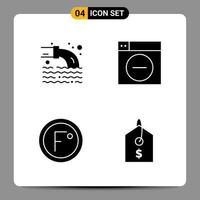 4 symboles de glyphe de pack d'icônes noires signes pour des conceptions réactives sur fond blanc 4 icônes définies fond de vecteur d'icône noire créative