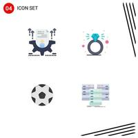 pack de 4 icônes plates créatives de la mise en place de la balle de reprise présente des éléments de conception vectoriels modifiables de football vecteur