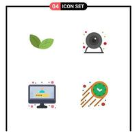 4 concept d'icône plate pour les sites Web mobile et applications croissance enregistrement printemps vitesse de la caméra web éléments de conception vectoriels modifiables vecteur