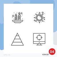 groupe de 4 couleurs plates remplies signes et symboles pour bougies structure lumière soleil seo éléments de conception vectoriels modifiables vecteur