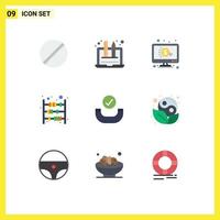 pack de 9 signes et symboles de couleurs plates modernes pour les supports d'impression Web tels que le devoir graphique de paiement finance éléments de conception vectoriels modifiables ppc vecteur