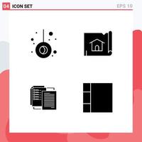 4 concept de glyphe solide pour les sites Web mobiles et applications transfert de mouvement bâtiment maison partage éléments de conception vectoriels modifiables vecteur