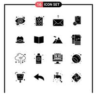 ensemble de 16 icônes de style solide pour le web et les symboles de glyphes mobiles pour l'impression des signes d'icône solide isolés sur fond blanc 16 jeu d'icônes fond de vecteur d'icône noire créative