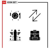 4 icônes générales pour la conception de sites Web d'impression et d'applications mobiles 4 signes de symboles de glyphe isolés sur fond blanc 4 pack d'icônes fond de vecteur d'icône noire créative