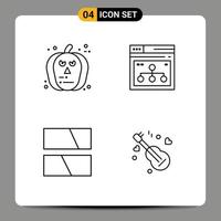 4 icônes créatives signes et symboles modernes d'édition de visage éléments de conception vectoriels modifiables d'images web effrayantes vecteur