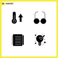 ensemble moderne de 4 glyphes et symboles solides tels que thermomètre pour ordinateur portable climatique lire des éléments de conception vectoriels modifiables en papier vecteur