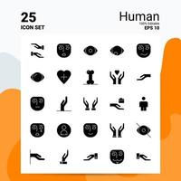 25 jeu d'icônes humaines 100 eps modifiables 10 fichiers idées de concept de logo d'entreprise conception d'icône de glyphe solide vecteur