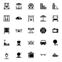 icônes de glyphe de parc d & # 39; attractions vecteur